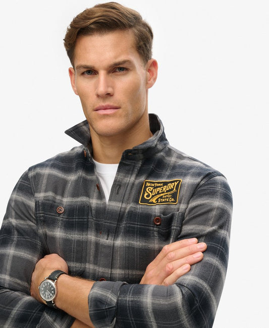 Embroidered Check Overshirt | Roderick Check Black