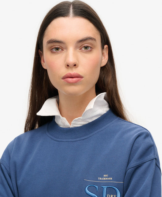 Luxe Metallic Logo Loose Sweat | Sargasso Sea Blue
