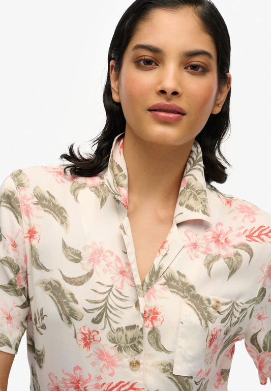 Beach Resort Shirt | Botanical Ecru