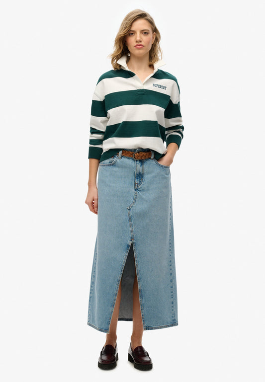 Denim Split Maxi Skirt | Beach Blue