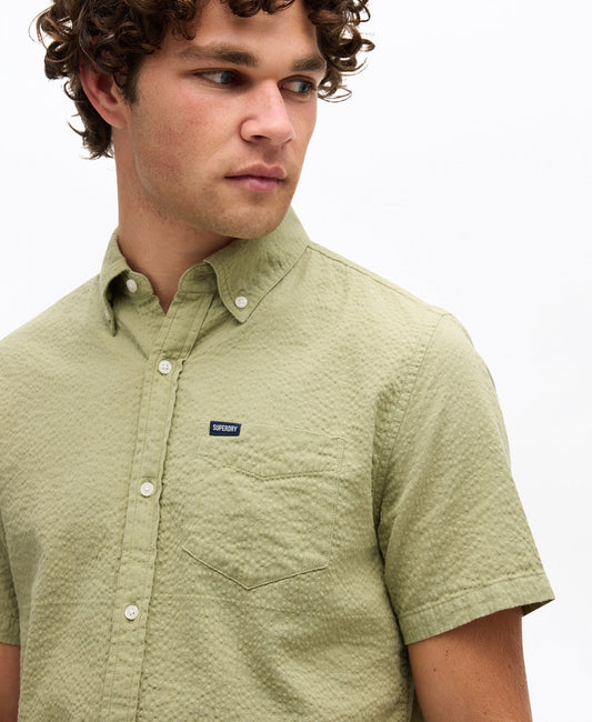 Seersucker Short Sleeve Shirt | Burnt Sage