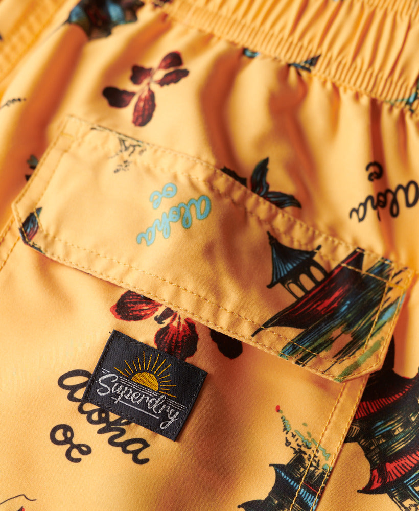 Hawaiian Print Swim Shorts | Aloha Golden Yellow