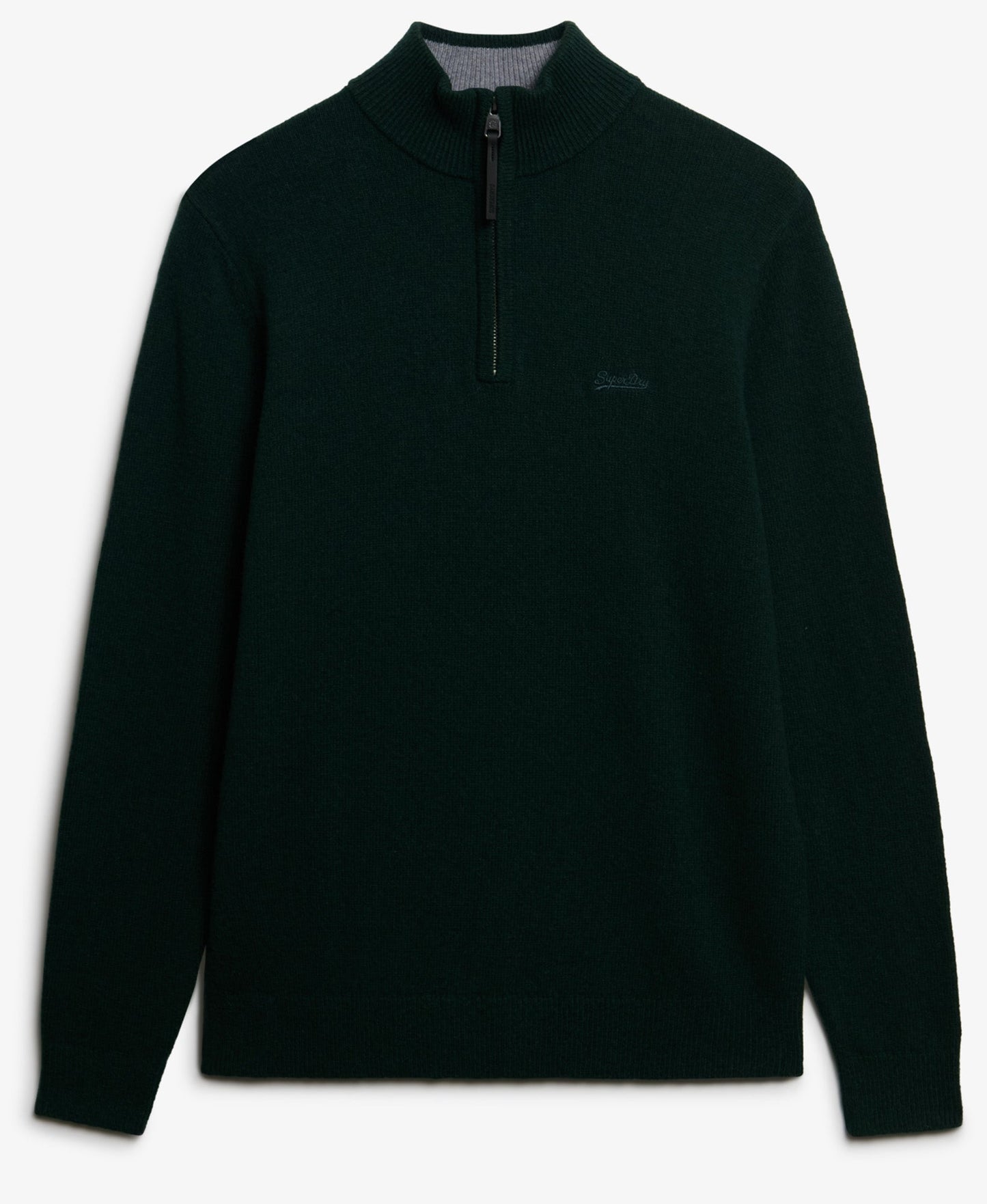 Wool Blend Half Zip Slim Fit Jumper | Forest Green Marle