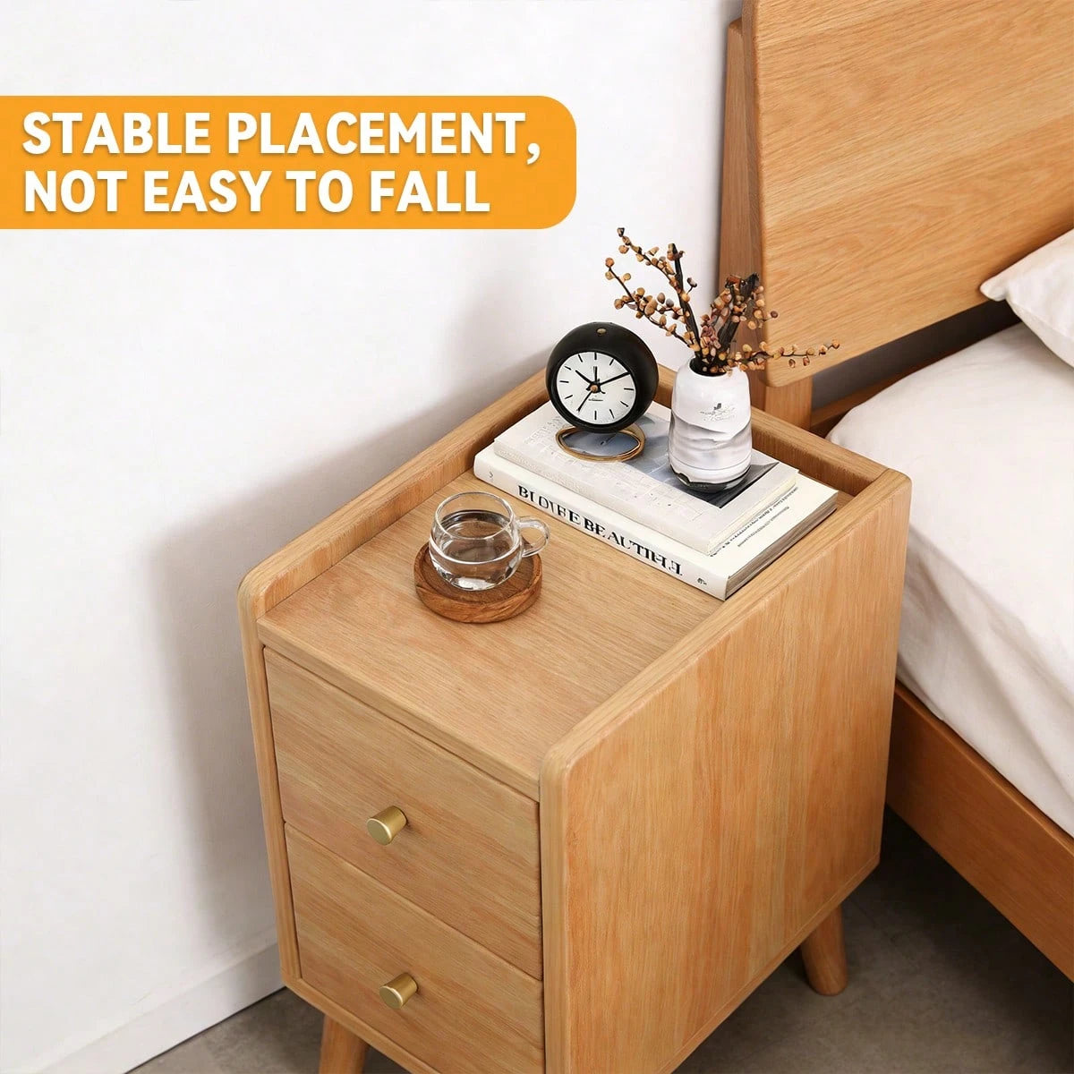 Solid Wood Multi-Purpose Storage Bedside Cabinet