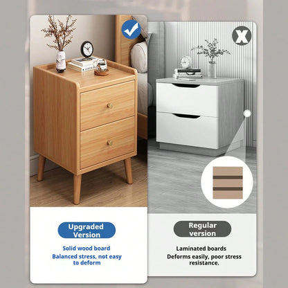 Solid Wood Multi-Purpose Storage Bedside Cabinet