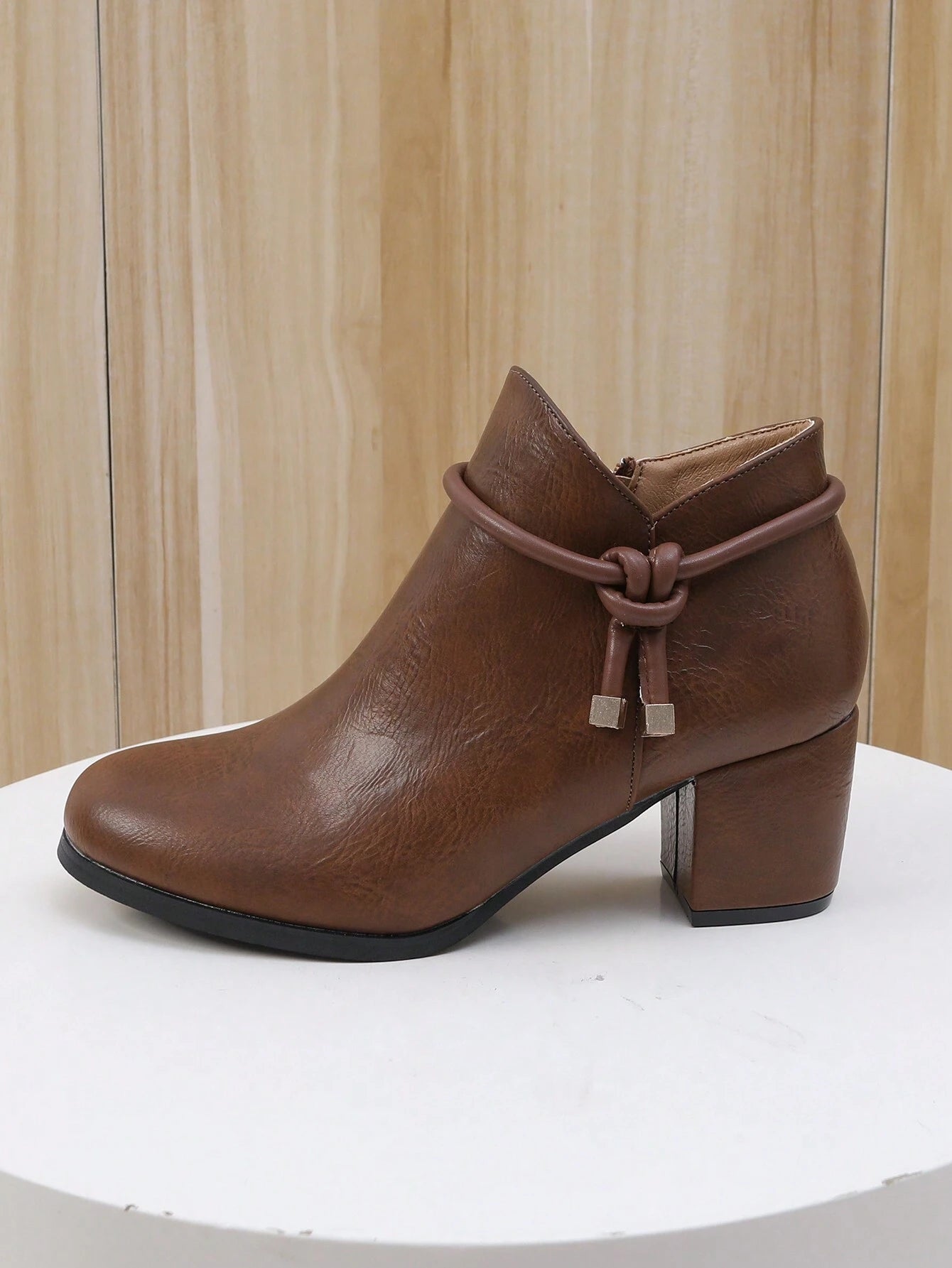 Women's Fashion Thick Heel Mid-Heel Ankle Boots, Thermal Lined