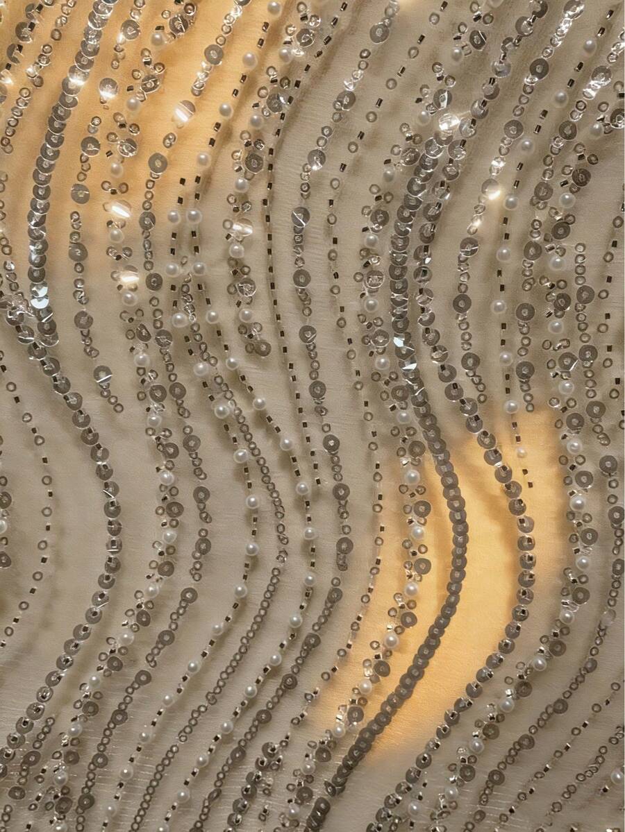 Elegant Luxurious Beaded & Sequin Round Neck Top
