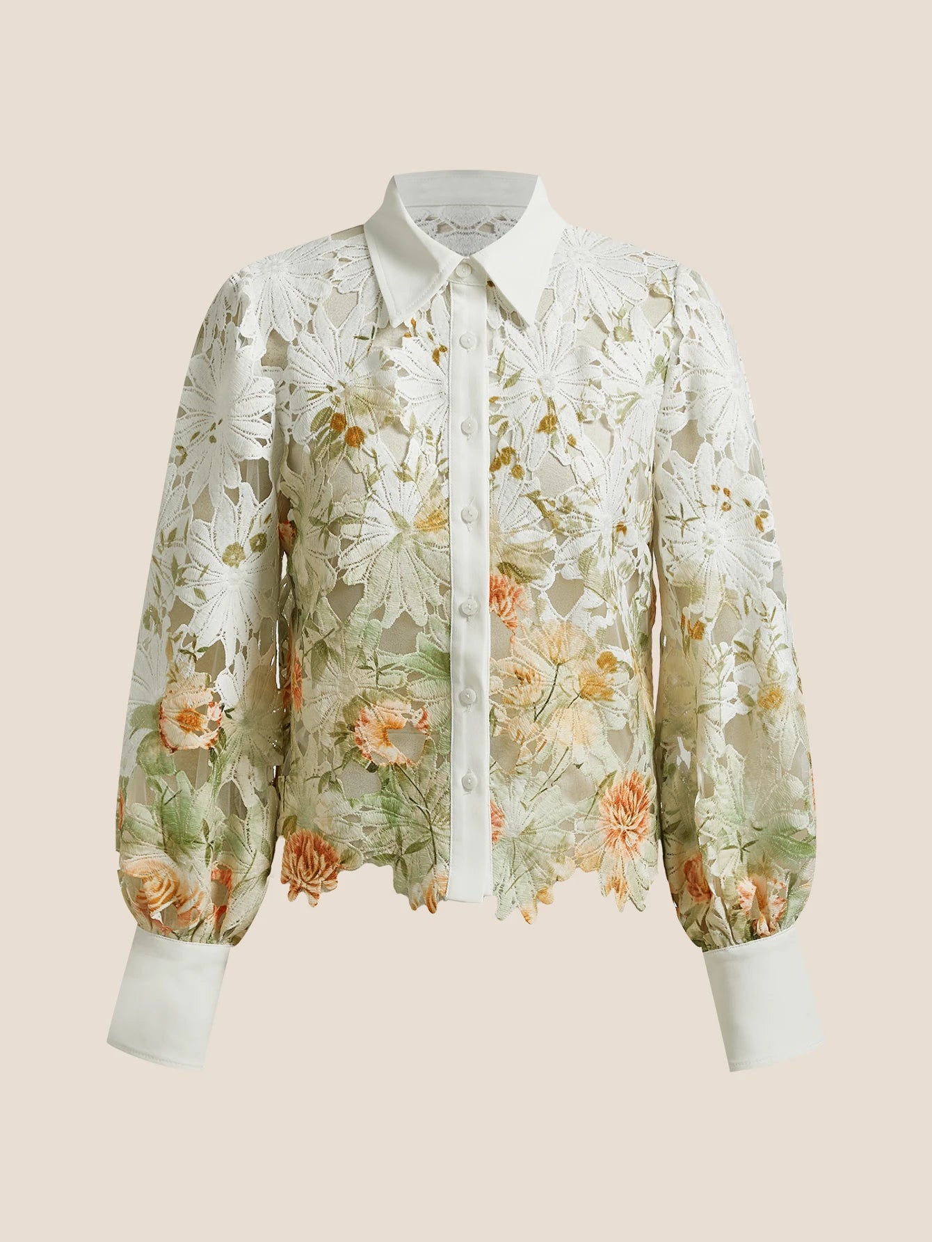 Women's Lightweight Luxury Versatile Printed Hollow Blouse