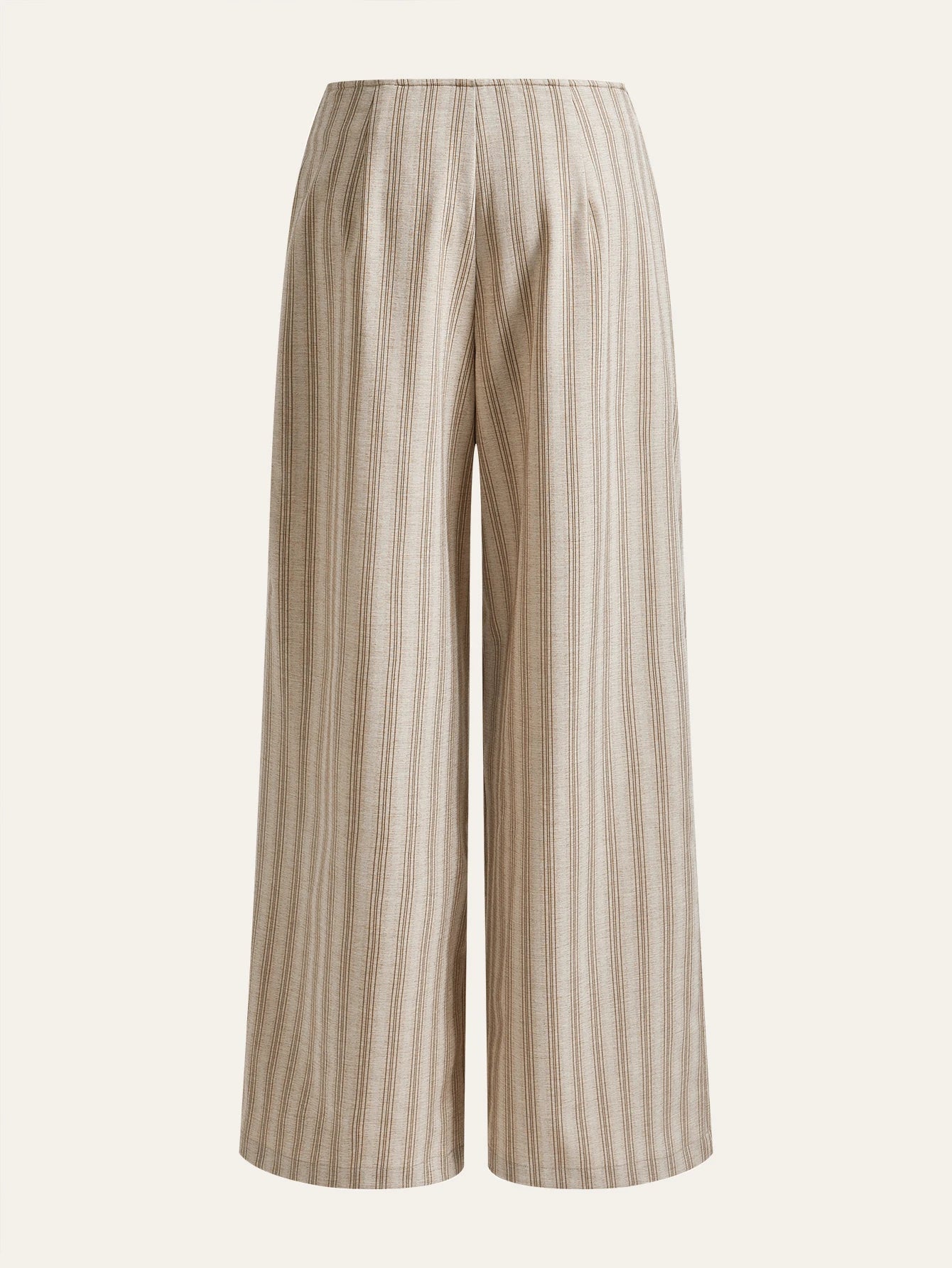High Waist Pleated A-Line Striped Wide Leg Trousers