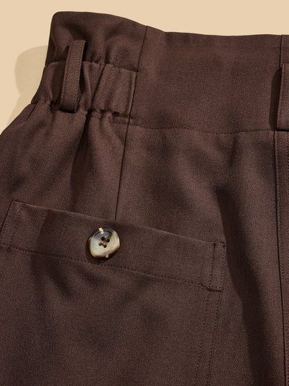 Women's Solid Color Pleated Wide Leg Pants