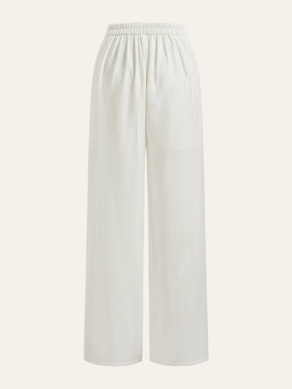 Women's White Elegant Casual Loose Pants