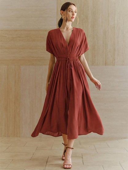 Women's New French Elegant Deep V-Neck  Dress