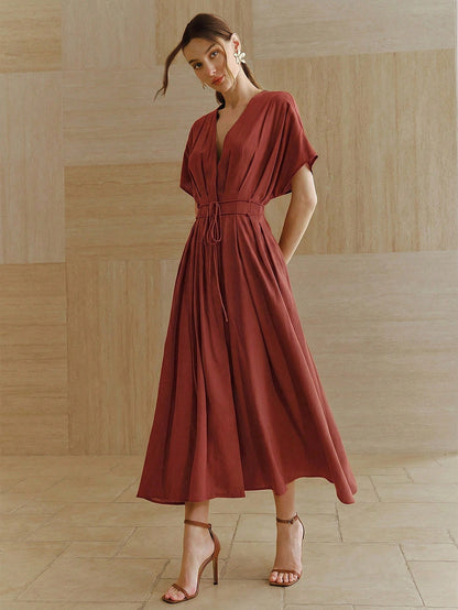 Women's New French Elegant Deep V-Neck  Dress