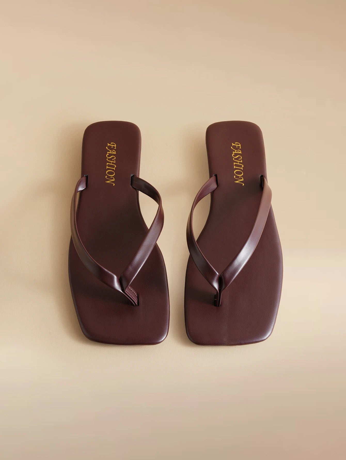 Women's Square Toe Flat Slip-On Thong Sandals