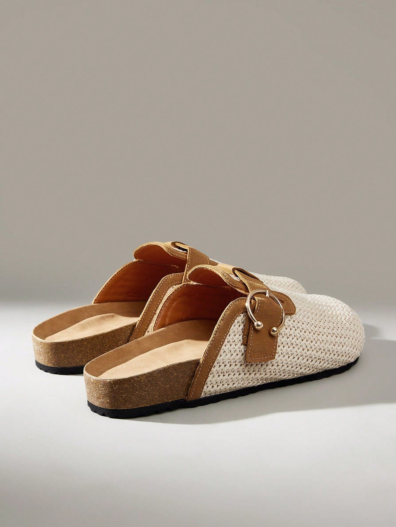 Ladies Straw Color Cork Bottom Matching Closed Toe Mop