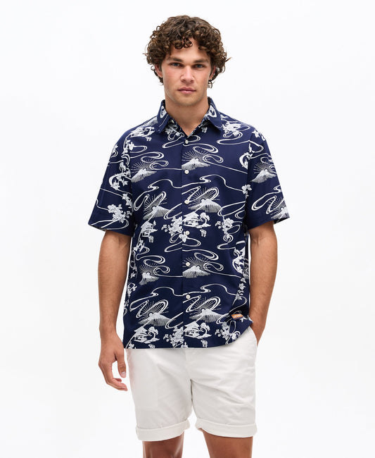 Hawaiian Shirt | Moon Mountain Navy