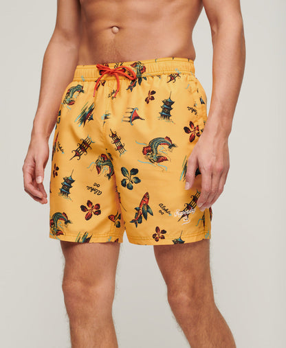 Hawaiian Print Swim Shorts | Aloha Golden Yellow