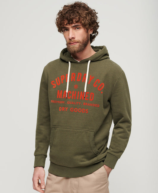 Workwear Flock Graphic Hoodie | Khaki Marle