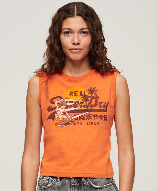 La Vintage Logo Graphic Slim Tank Top | Soda Pop Orange Marle