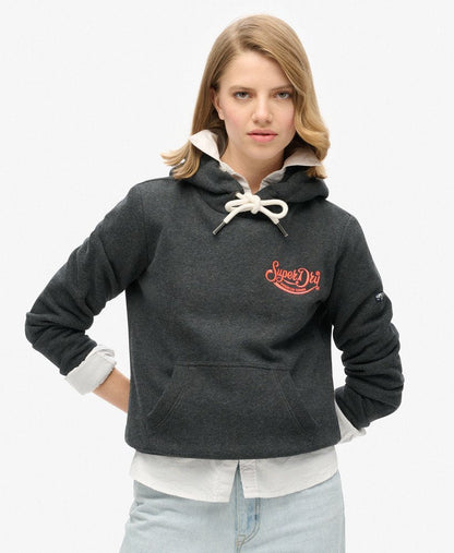 Neon Embroidered Graphic Hoodie | Charcoal Marle