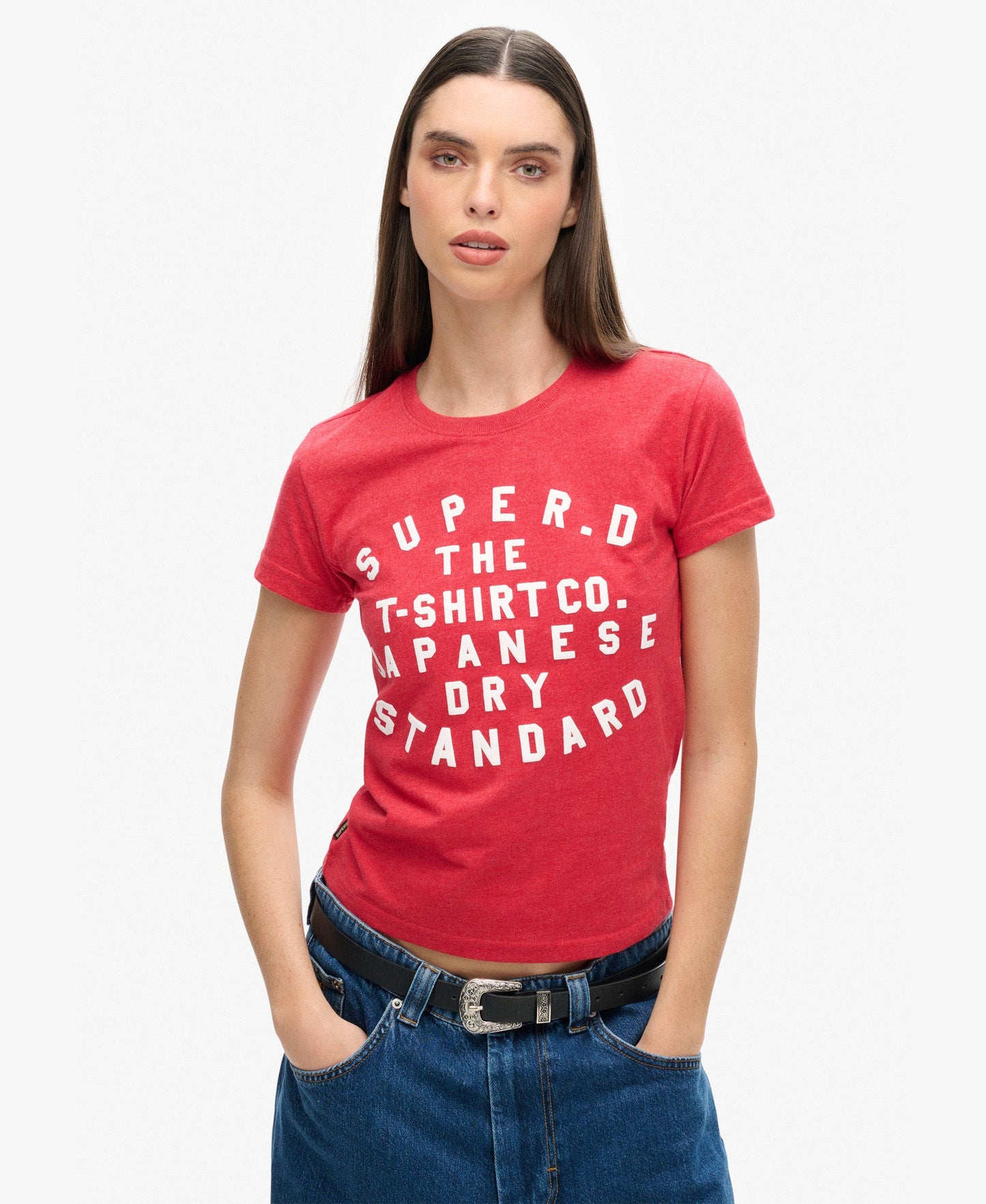 Puff Print Archive Fitted Slim Fit Tee | Papaya Red Marle