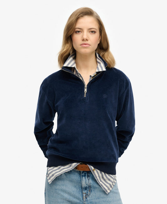 Velour Half Zip | Richest Navy