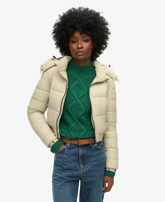 Crop Hooded Fuji | Pelican Beige