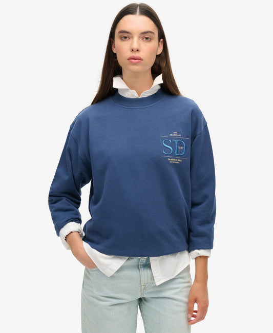 Luxe Metallic Logo Loose Sweat | Sargasso Sea Blue