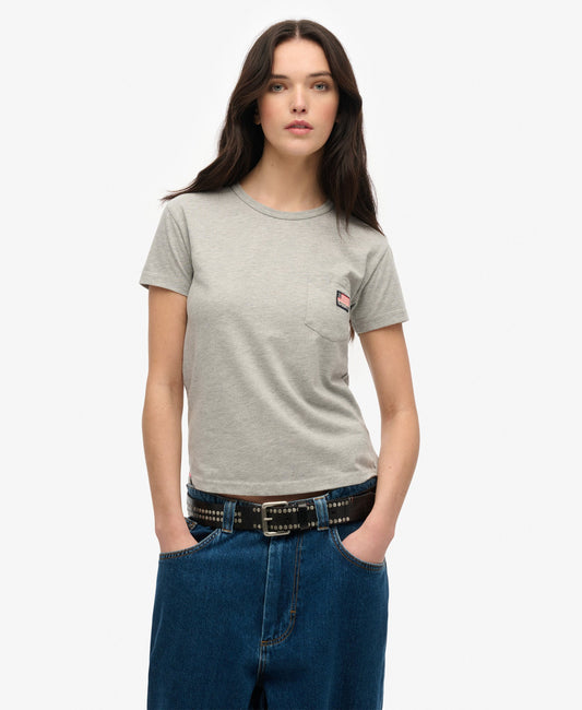 Athletic Essential Pocket Slim Fit Tee | Grey Marle
