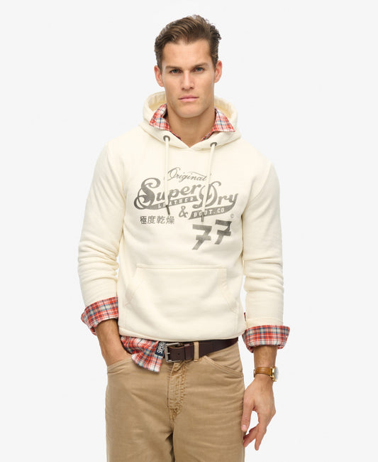 Leather &amp; Boot Co Script Hoodie | Cream