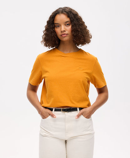 Essential Logo Embroidered Slim Fit Tee | Track Gold