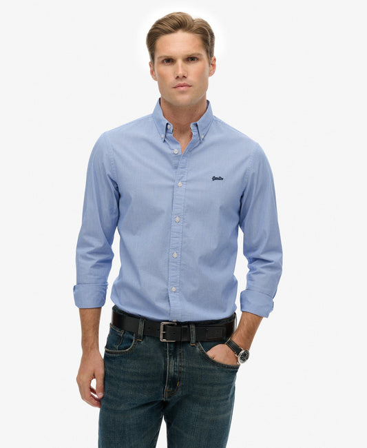 Essentials Tailored Lite Slim Fit Shirt | Micro Ticking Stripe Indigo