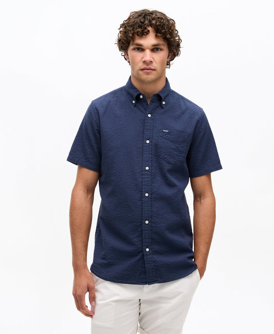 Seersucker Short Sleeve Shirt | Lauren Navy