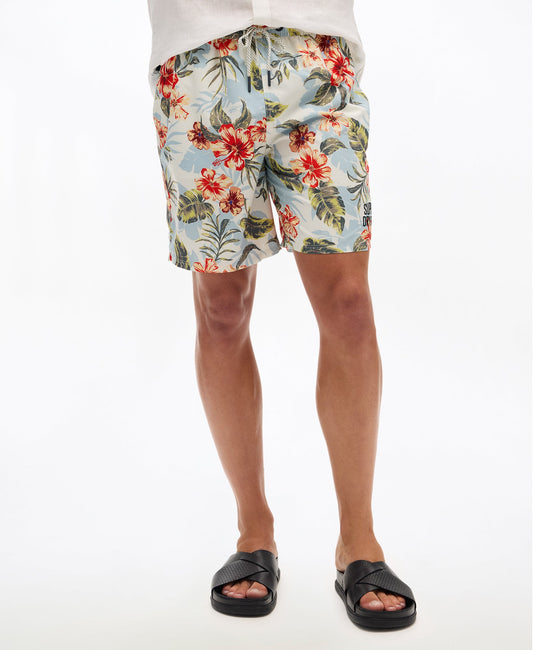 Hawaiian Print 17'' Swim Short | Aloha Shadow