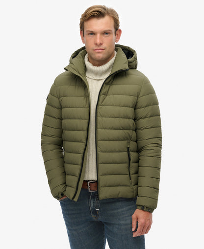 Hooded Fuji Padded Slim Fit Jacket | Shooting Olive