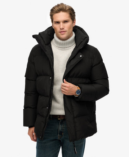 Hooded 5 Baffle Sports Puffer | Black