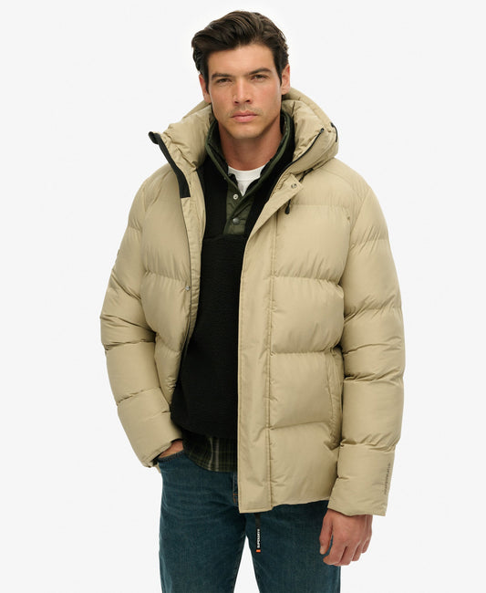 Hooded 5 Baffle Sports Puffer | Winter Twig Beige