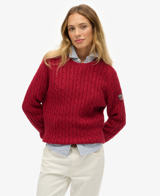 Slouchy Cable Knit | Bordeaux Red
