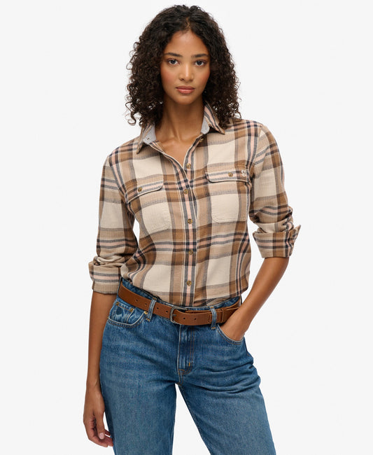 Lumberjack Check Flannel Shirt | Beige/Cream Check