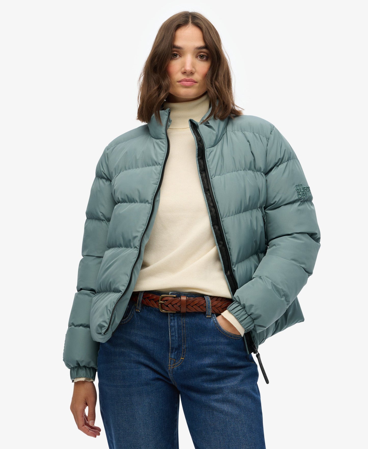 Non Hooded Sports Puffer Jacket | Goblin Blue