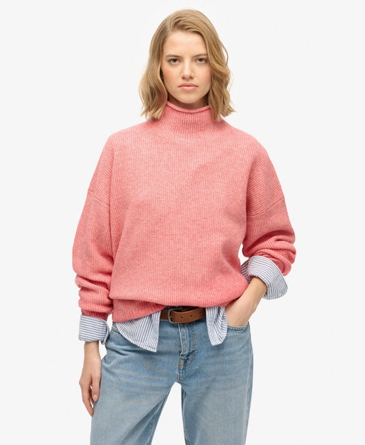 Slouchy Mock Neck Jumper | Dry Red Twist