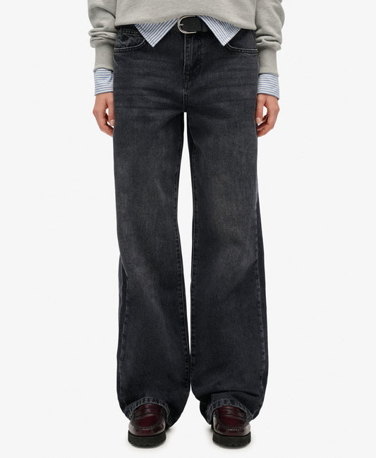 Mid Rise Wide Leg Jean | Overdyed Black 30