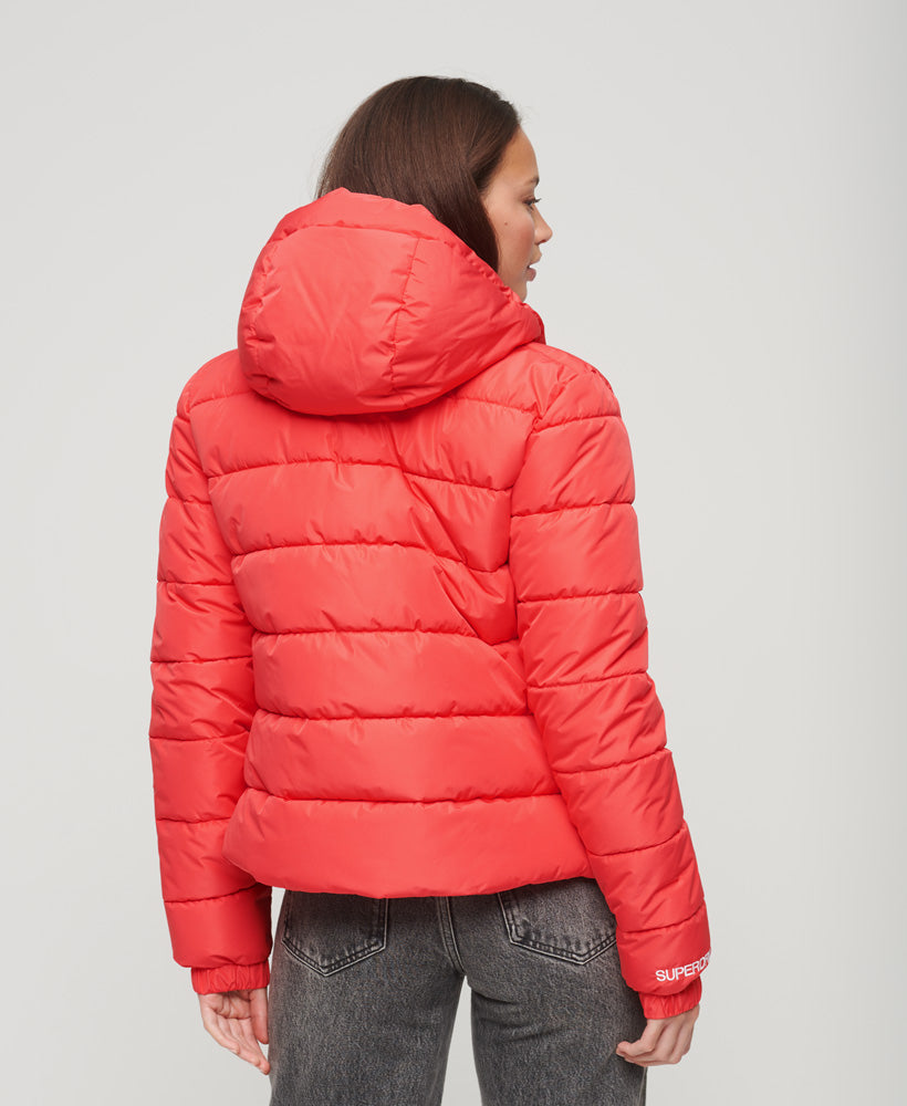 Slim Fit Hooded Spirit Sports Puffer | Active Pink