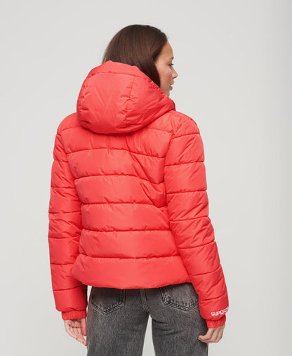 Slim Fit Hooded Spirit Sports Puffer | Active Pink