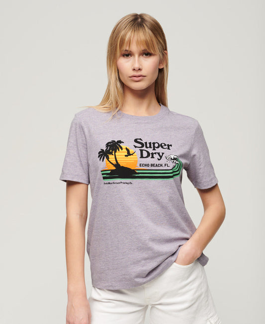 Outdoor Stripe Relaxed T Shirt | Parma Violet Purple Marle