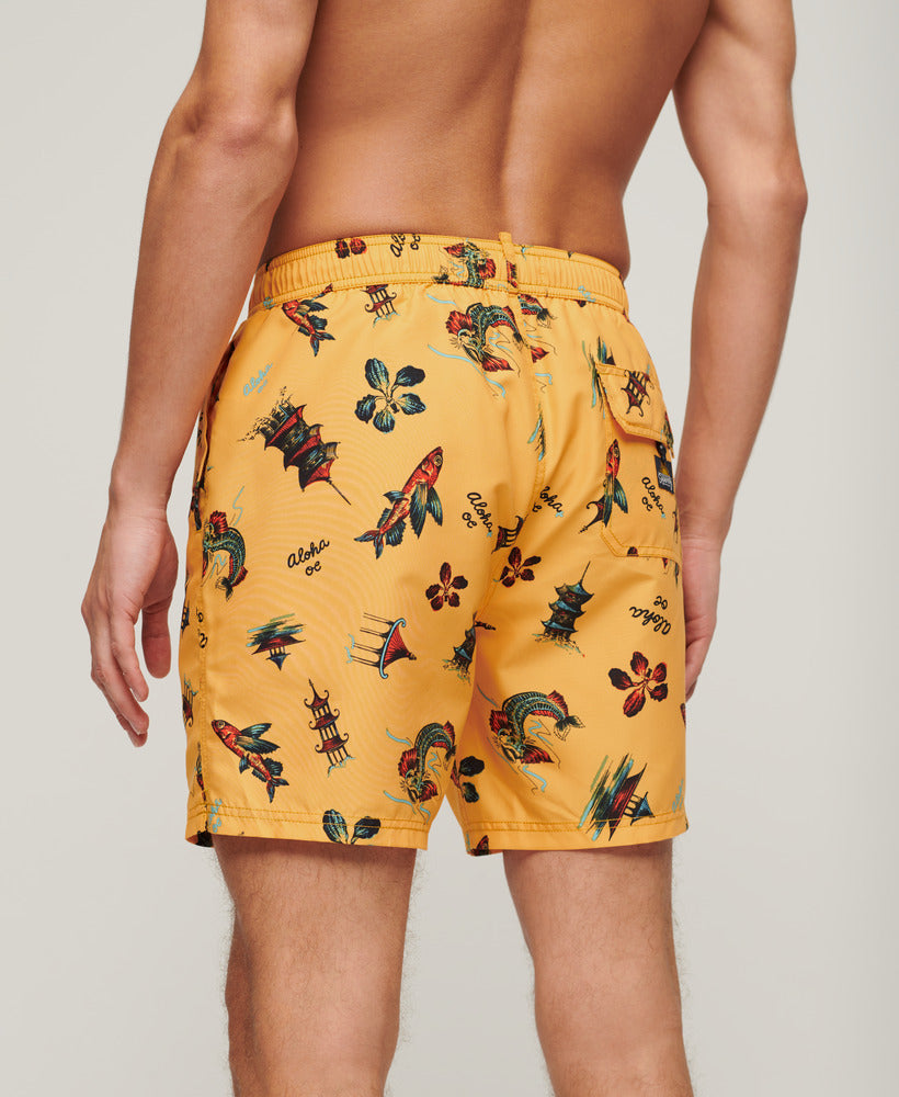 Hawaiian Print Swim Shorts | Aloha Golden Yellow