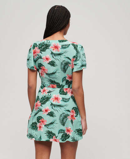 Printed Mini Wrap Dress | Luna Rose Mint
