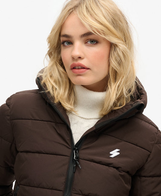 Slim Fit Hooded Spirit Sports Puffer | Dark Oak Brown