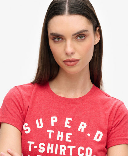 Puff Print Archive Fitted Slim Fit Tee | Papaya Red Marle
