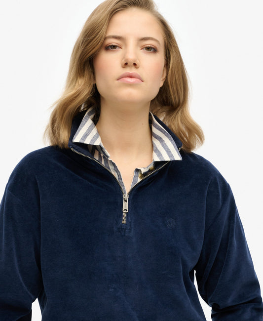 Velour Half Zip | Richest Navy